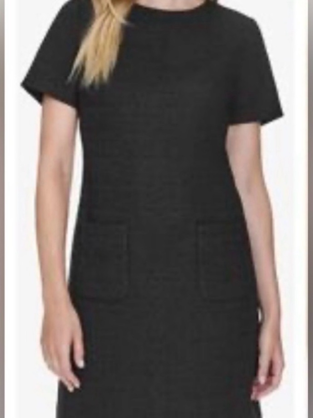 Andrew Marc Black Short-Sleeve Shift Dress